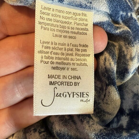 Sea‎ Gypsies Top Bell Sleeves Cropped Crochet Detail Boho V Neck Festival - Picture 7 of 11